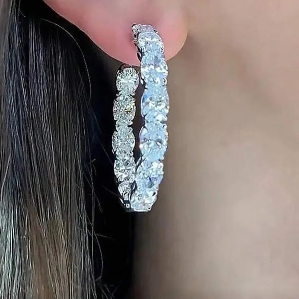 Diamond Hoop Earrings Q569